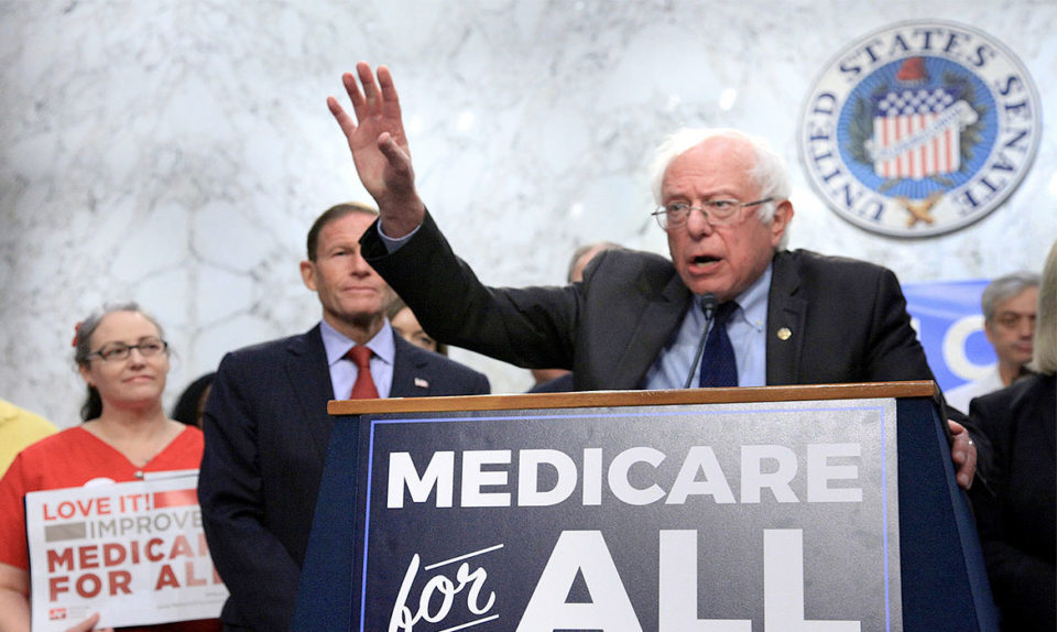 Senator Bernie Sanders holds a press conference on Medicare for All
